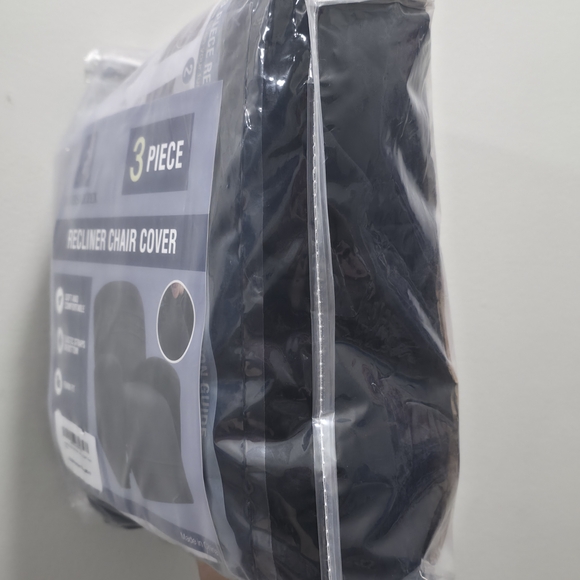 H.VERSAILTEX 3-Piece Recliner Chair Cover | Soft Stretch | Black | New - Picture 2 of 3